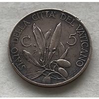 Ватикан 5 чентезимо 1931 Папа Пий XI бронза - самый мелкий номинал, нечастая!