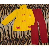 Костюм желто-красный на 5-6лет, р.122 , вязаный, б.у