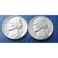 5 центов  1956 Р & D США Джеферсон 2 монеты