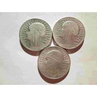 3 монеты по 5 злотых одним лотом
