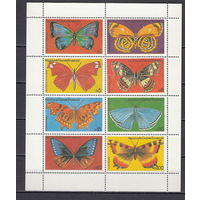 Фауна. Бабочки. Экваториальная Гвинея. 1979. Малый лист. Michel N 1541-1548 (27,84 д).