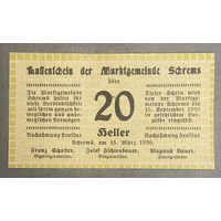Нотгельды Австрия Шремс 20 геллеров 1920 год.