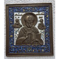 Икона Николай Чудотворец бронза эмаль распродажа коллекции