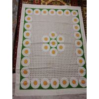 Скатерть винтажная , лён, "Ромашки", 110х155см.