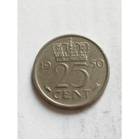 Нидерланды 25 центов 1950