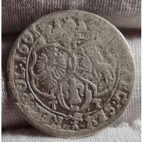 С РУБЛЯ! много лотов, 6 грошей шестак 1661 года, Ян Казимир