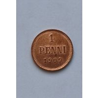 1 пенни 1909 года Финляндия