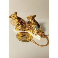 Статуэтки - КРЫСА с Монетой, 2 шт. Покрытие 24 карата+ кристаллы СВАРОВСКИ