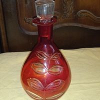 Графин винтажный красное стекло ручная резка