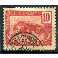 Французское Конго - 1901/07г. - пантера, 10 с - 1 марка - гашёная [Mi 34]. #4-W1-123-A-1