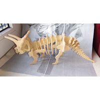 3D пазл деревянный, сборная модель, развивающая головоломка. Динозавр. Трицератопс