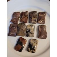Большие бусины из пейзажной яшмы . 10 штук