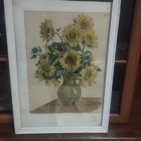 Картина Подсолнухи Врублевская Л.И. Акварель, гр.карандаш, бумага 36*48 см. Размер с рамой 48*68 см.