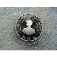 1 доллар 1994 Барбадос. Елизавета. Королева-мать. 94 года со дня рождения. Серебро
