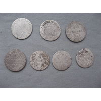Лот из 7-ти монет номиналов 10 и 5 грош и не только  от 1 рубля без МЦ