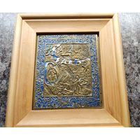 Икона меднолитая 19 век .Образ Святого пророка Ильи.