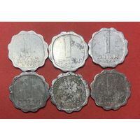Израиль, 1 агорот, 6шт. все разных лет
