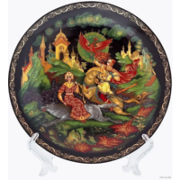 Декоративная Коллекционная тарелка Палех Иван-царевич и серый волк