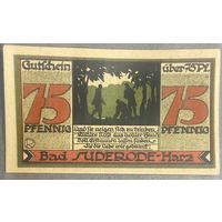 Нотгельд 75 пфеннигов 1921 год. Бад-Зудерод,. Веймарская республика