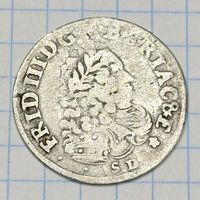 С 1 РУБЛЯ! МОНЕТА 6 ГРОШЕЙ ПРУССИЯ 1698 СЕРЕБРО