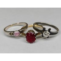 Серебряное кольцо 875 пр. СССР одним лотом 3 шт. С рубля.