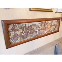 - ГОБЕЛЕН Германия 140х41 см Деревянная рама 1950-ые Единый ! Редкость !