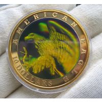 10 долларов 2001 American Eagle голограмма Либерия. Крупная и красивая монета!