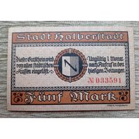 Werty71 Германия 5 марок 1918 аUNC банкнота Хальберштадт