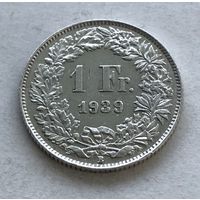 Швейцария 1 франк 1939 - серебро