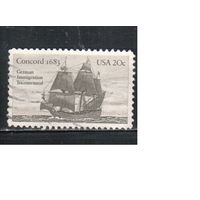 США-1983, (Мих.1628) , гаш. , Флот, Парусники, (одиночка),
