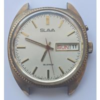 Мужские механические часы второго московского часового завода "Слава" в позолоченном, пыле и влага защитном корпусе