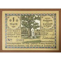 Нотгельд , 1 марка, Лютцхёфт, 1920 год. Веймарская республика