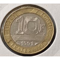 Франция. 10 франков 1991 года. (*).
