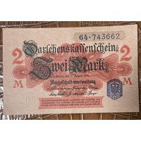 Банкнота 2 марки 1914 год. Германская империя.