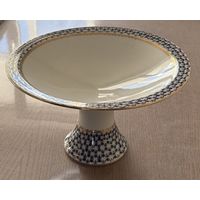 Конфетница . Кобальтовая сетка , фарфор , золочение . ЛФЗ