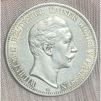 Монета 5 марок 1906 год. Пруссия. Германская империя. Вильгельм II.