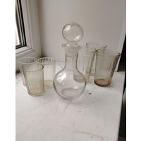 Графинчик, три стакана 250гр. три стопки 100гр., (СТОЛОВКА ИЛИ РЮМОЧНАЯ) времён СССР