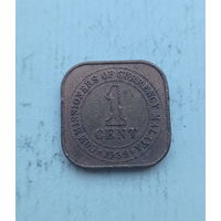 Малайя 1 цент 1939 год король Георг VI