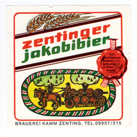 Этикетка пива Zentinger Jakobibier Германия М461