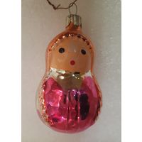 Игрушка ёлочная матрёшка Варенька, стекло. СССР