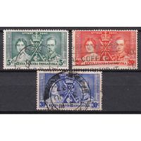 104.BrK. Великобритания. Колонии. Кения, Уганда и Танганьика. Коронация Георга VI и Елизаветы. 1937 г. Полная серия. Mi.##49-51.