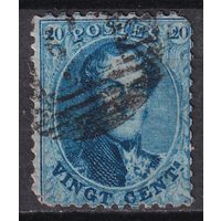 6.Bg. Бельгия. Бельгия. Король Леопольд I. Стандарт. 1863 г. 20C. Mi.#12B.
