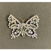 Брошка - Бабочка (2) из уранового стекла . Чехия