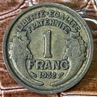 Монета Франция 1 франк 1932 год.