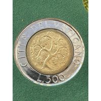 Ватикан 500 лир 1989 г ( из набора , биметалл )