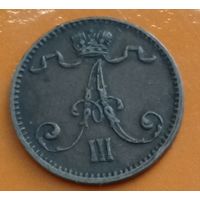 Финляндия 1 пенни 1881,Александр III, редкость, состояние!