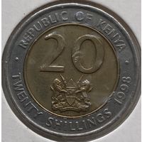 Кения 20 шиллингов 1998 г. В холдере