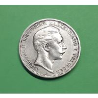 Германия. 3 марки. 1908 год. Пруссия. Вильгельм II. Серебро