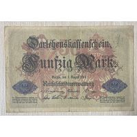 Банкнота 50 марок 1914 год. Германская империя. С рубля без МЦ.