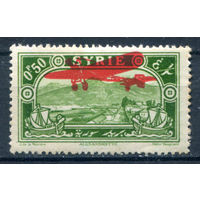 Сирия, Французский мандат - 1929/30г. - архитектура, ландшафты, надпечатка самолёт - 1 марка - MH [Mi 313]. #1-Fr-57-KB-1